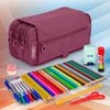 Colepack23 - Estuche Triple De 3 Cremalleras Con Material Escolar Incluido. Morado