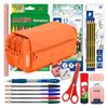 Colepack23 - Estuche Triple De 3 Cremalleras Con Material Escolar Incluido. Naranja