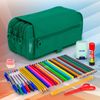 Colepack23 - Estuche Triple De 3 Cremalleras Con Material Escolar Incluido. Verde