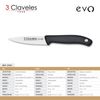 Claveles Evo - Set De 3 Cuchillos Mondador, Puntilla Y Verduras En Acero Inoxidable