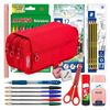 Colepack Pro - Estuche Triple De 3 Cremalleras Con Material Escolar Incluido. Rojo