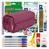 Colepack Pro - Estuche Triple De 3 Cremalleras Con Material Escolar Incluido. Morado