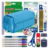 Colepack Pro - Estuche Triple De 3 Cremalleras Con Material Escolar Incluido. Azul Claro