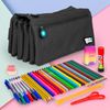 Colepack Bitsbobs - Estuche Escolar Cuádruple De 4 Cremalleras Y Material Incluido. Negro