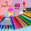 Colepack Bitsbobs - Estuche Escolar Cuádruple De 4 Cremalleras Y Material Incluido. Negro