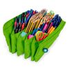 Colepack Bitsbobs - Estuche Escolar Cuádruple De 4 Cremalleras Y Material Incluido. Verde