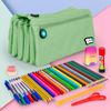 Colepack Bitsbobs - Estuche Escolar Cuádruple De 4 Cremalleras Y Material Incluido. Menta