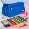 Colepack Bitsbobs - Estuche Escolar Cuádruple De 4 Cremalleras Y Material Incluido. Azul