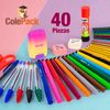 Colepack Bitsbobs - Estuche Escolar Cuádruple De 4 Cremalleras Y Material Incluido. Naranj