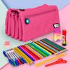 Colepack Bitsbobs - Estuche Escolar Cuádruple De 4 Cremalleras Y Material Incluido. Rosa