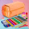 Colepack Blush - Estuche Triple De 3 Cremalleras Y Material Escolar Incluido. Naranja