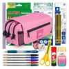 Colepack Kuru22 - Estuche Triple De 3 Cremalleras Con Material Escolar Incluido. Rosa