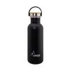 Laken Basic Steel Bambú - Botella De Agua 0.75l En Acero Inoxidable Con Asa. Negro