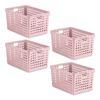 Plastic Forte Atlas - Set De 4 Cestas Multiusos De Ordenación Rectangulares Nº 2. Rosa