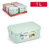 Plastic Forte Click - Juego De 2 Recipientes Rectangulares De 1l Para Alimentos. Verde