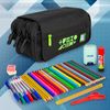 Grafoplás Fluor - Estuche Portatodo Triple Con Solapa Para Material Escolar. Verde