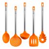 Bra Efficient - Set De 5 Utensilios De Cocina En Silicona Con Mango En Acero Inoxidable