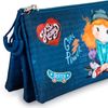 Forever Ninette Skater - Estuche Escolar Triple Portatodo Con 2 Cremalleras. Azul