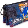 Sonic Checkpoint - Estuche Escolar Triple Portatodo Con 2 Cremalleras. Azul