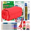 Colepack Pro - Estuche Triple De 3 Cremalleras Con Material Escolar Incluido. Rojo Coral