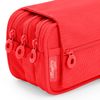 Colepack Pro - Estuche Triple De 3 Cremalleras Con Material Escolar Incluido. Rojo Coral