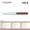 3 Claveles Oslo - Cuchillo Cocina 13 Cm Acero Estampado Y Mango En Madera De Nogal