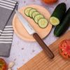 3 Claveles Oslo - Cuchillo Cocina 13 Cm Acero Estampado Y Mango En Madera De Nogal