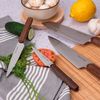 3 Claveles Oslo - Cuchillo Cocina 13 Cm Acero Estampado Y Mango En Madera De Nogal