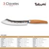 3 Claveles Japones - Juego De 4 Cuchillos Profesionales Forjados Y Soporte De Bambú