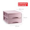 Plastic Forte Rattan - Cajonera De Sobremesa 2 Cajones En Plástico. Rosa