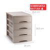 Plastic Forte Rattan - Cajonera De Sobremesa 4 Cajones En Plástico. Marrón