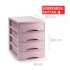 Plastic Forte Rattan - Cajonera De Sobremesa 4 Cajones En Plástico. Rosa