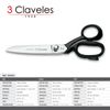 3 Claveles - Tijeras Multiuso Profesionales Forjadas Tipo Sastre De 25.5 Cm - 10"