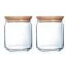 Luminarc Pure Jar - Juego De 2 Botes Redondos De 0.75l En Vidrio Con Tapa De Madera