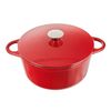 Ibili - Cocotte Redonda De Hierro Fundido Esmaltado 3.9l  Apta Vitro E Inducción. Rojo