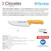 3 Claveles Proflex - Cuchillo Profesional Carnicero Ancho 20 Cm Microban. Amarillo