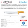 3 Claveles Proflex - Cuchillo Profesional Carnicero Ancho 30 Cm Microban. Amarillo