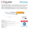 3 Claveles Proflex - Cuchillo Profesional Carnicero Ancho 18 Cm Microban. Amarillo