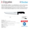 3 Claveles Proflex - Cuchillo Profesional Carnicero Ancho 25 Cm Microban. Negro