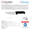 3 Claveles Proflex - Cuchillo Profesional Carnicero Ancho 18 Cm Microban. Negro