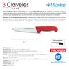 3 Claveles Proflex - Cuchillo Profesional Carnicero Ancho 18 Cm Microban. Rojo