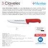 3 Claveles Proflex - Cuchillo Profesional Carnicero Ancho 20 Cm Microban. Rojo