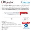 3 Claveles Proflex - Cuchillo Profesional Carnicero Ancho 30 Cm Microban. Rojo