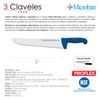 3 Claveles Proflex - Cuchillo Profesional Carnicero Ancho 30 Cm Microban. Azul