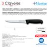 3 Claveles Proflex - Cuchillo Profesional Deshuesador Estrecho 18 Cm Microban. Negro