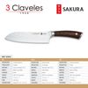 3 Claveles Sakura - Cuchillo Santoku 17.5 Cm Acero Forjado Con Hoja Martilleada