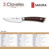 3 Claveles Sakura - Cuchillo Cocina 9 Cm Acero Forjado Con Hoja Martilleada