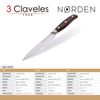 3 Claveles Norden - Cuchillo Cocina Profesional 13 Cm Acero Forjado Y Mango De Roble