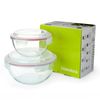 Glasslock Bowl - Set De 2 Ensaladeras Redondas Con Tapa De 1l Y 2l En Vidrio Templado