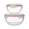 Glasslock Bowl - Set De 2 Ensaladeras Redondas Con Tapa De 1l Y 2l En Vidrio Templado